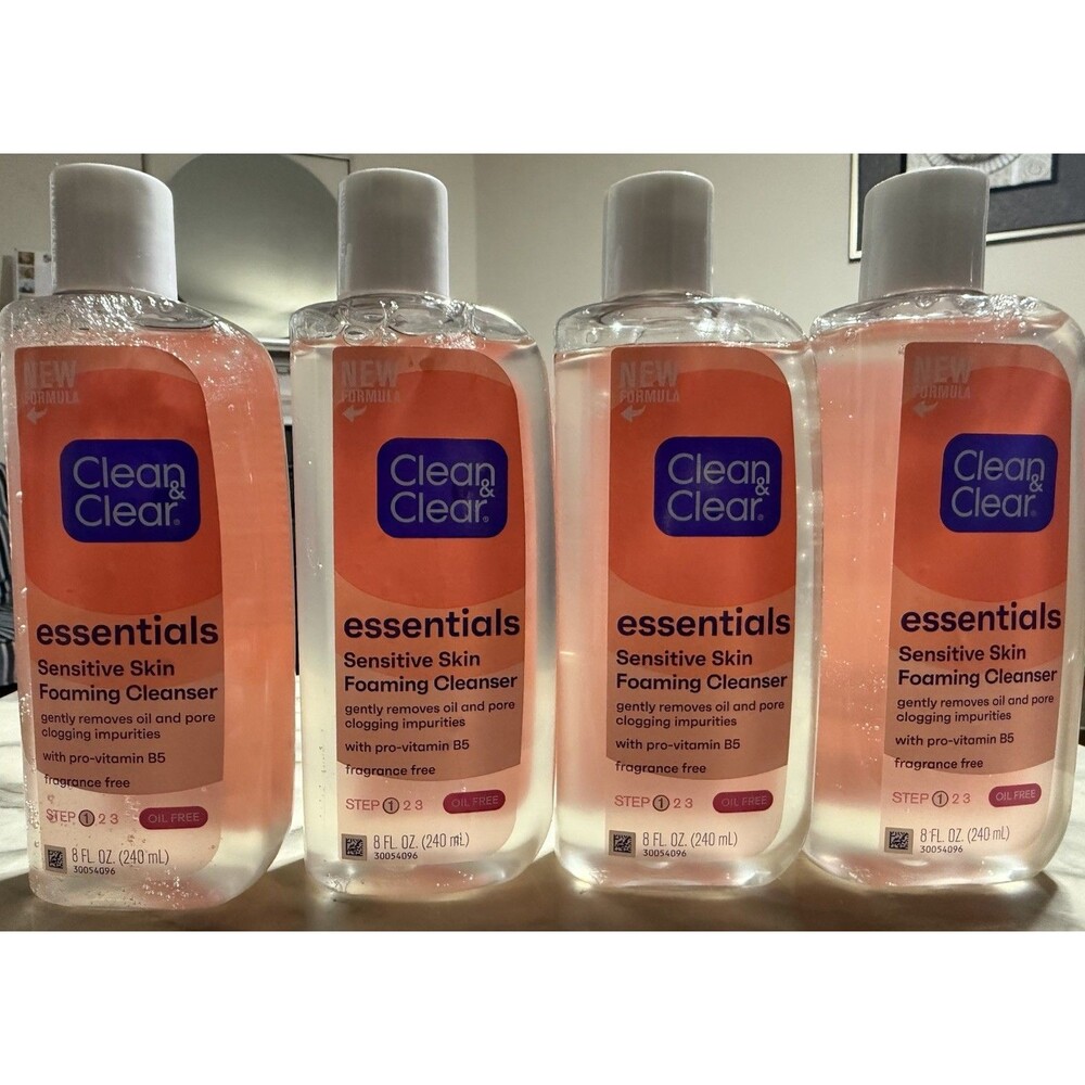 New Lot 4 Clean & Clear Essentials Sensitive Skin Foaming Facial Cleanser  8oz